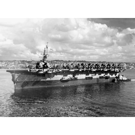The U.S. Navy Casablanca-class escort carrier USS Solomons (CVE-67) leaving San Diego, California (U Poster Print 24 x (Best Escorts San Diego)