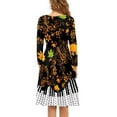 thumbnail image 3 of FKELYI Music Fall Thanksgiving Women Dresses Stretchy Maple Leaves Swing Skater Dress Soft Women Dress Long Sleeve Elegant Size M, 3 of 4