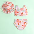 thumbnail image 4 of Toddler Girls Summer Reversible Cartoon Print Three Piece Bikini Swimsuit Set for Beach Pool, 4 of 7