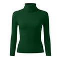 thumbnail image 4 of TrdSipl Women's Casual Slim Fitted Basic Top Knit Light Weight Turtle Neck Pullover Sweaters Winter Thermal Undershirts Dark Green L, 4 of 6