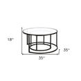 thumbnail image 4 of Set Of Two 35" Black Glass Round Nested Coffee Tables, 4 of 9