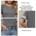 thumbnail image 3 of Camiseta con cuello redondo, manga corta transpirable y holgada con manga a rayas para mujer, 3 of 6