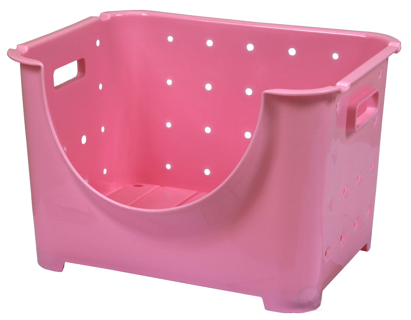 "Stackable Plastic Storage Container, Pink Stacking Bins