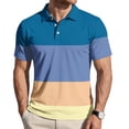 thumbnail image 3 of Garbnen Polo Shirts for Men Short Sleeve Striped Color Block Collared Henley Shirts for Men Lightweight Breathable Casual Summer Beach Vacation Golf Shirt Men Blue 4XL, 3 of 7