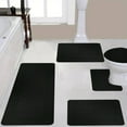 thumbnail image 6 of 5 Piece Bathroom Rug Mat Set Non Slip Absorbent Floor Mats 40x60cm 40x80cm for Toilet Shower Dark Gray Machine Wash, 6 of 7