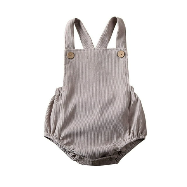 Newborn Baby Corduroy Sleeveless Romper Solid Color Backless Jumpsuit