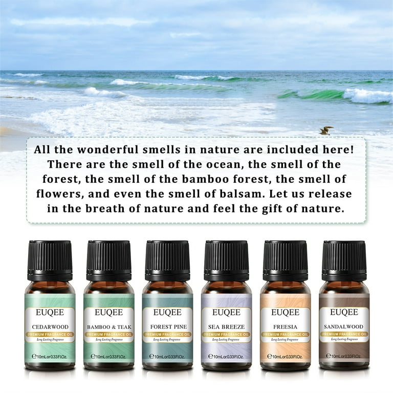 EUQEE Essential Oils Gift Set Grandpa's Woodshop Scented Oil - Forest Pine,  Warm Rustic Woods, Bamboo & Teak, Cedarwood, Leather, Sweet Tobacc, for  Diffuser, Soap Making, Candle - 6x10ml 