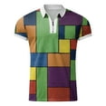 thumbnail image 5 of Mens Plaid Polo Shirt Short Sleeve Breathable T Shirt Zip Placket Casual Summer Top Blue L, 5 of 6
