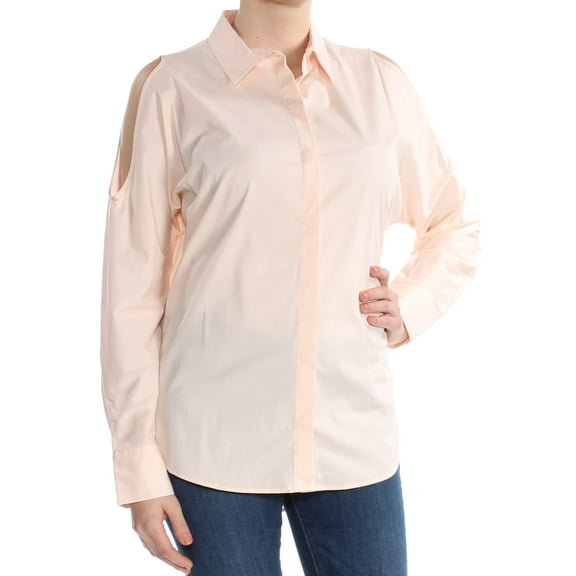 DKNY $89 Womens New 1394 Pink Cold Shoulder Long Sleeve Top M B B