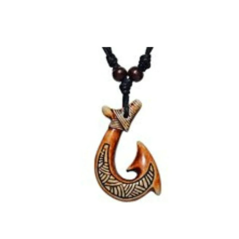 Mixed Hawaiian Fish Hook Crescent Moon Pendant Choker Amulet Imitation Bone  Carved NZ Maori Jewelry Gift MN542 From Ygvhl, $30.19
