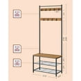 thumbnail image 2 of Coat Rack Hall Tree with Shoe Storage Bench, Rustic Walnut/Black, 2 of 5