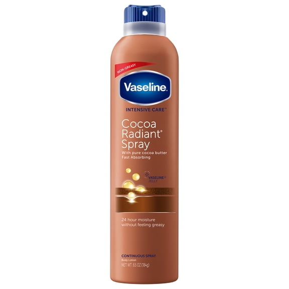 Vaseline Intensive Care Radiant Moisturizer Non Greasy Spray Body Lotion, Cocoa, 6.5 fl oz
