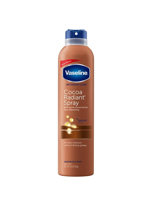 Vaseline Intensive Care Radiant Moisturizer Non Greasy Spray Body Lotion, Cocoa, 6.5 fl oz