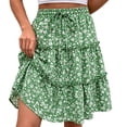 thumbnail image 2 of Ovbmpzd Tiered Womens Summer Dresses Mid-Length Green Flowy Skirts Casual Skirts Casual Skirts,L, 2 of 6