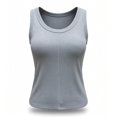 thumbnail image 6 of Soyumi Women Tank Top with Built-in Padded Bra Adjustable Wide Strap V-Neck Camisole Cotton Cami Shirts Summer Beach Vest Workout Going Out Y2K Cute Shirts, Gray, 6 of 6