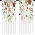 thumbnail image 3 of Floral Blossom Rose Kitchen Curtains Rod Pocket Watercolor Pink Flower Green Leaves Plant Spring Small Short Cafe Tier Curtains Eucalyptus Window Drapes Treatment(27.5W X 39L Inch 2 Panels), 3 of 6