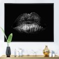 thumbnail image 2 of Designart 'Sexy Golden Metallized Woman Lips I' Modern Framed Canvas Wall Art Print, 2 of 5
