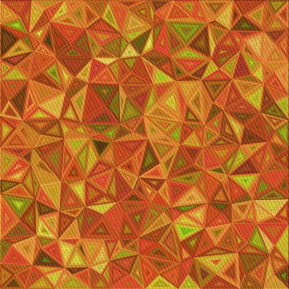 Ahgly Company Indoor Square Patterned Neon Red Area Rugs, 8' Square