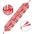 thumbnail image 2 of Manteles de Navidad, caminos de mesa de Navidad, mantel de cama de Navidad, camino de mesa largo de algodón de 35x180 cm con pompones para vacaciones, fiestas, banquetes, Acción de Gracias (rojo) JAMW Sencillez, 2 of 5