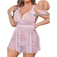 thumbnail image 6 of KISSGAL Plus Size Lingerie for Women Heart Print Lace Nightwear Sheer Cheimse Sleepwear with Lace Up Bows for Valentine, 6 of 6