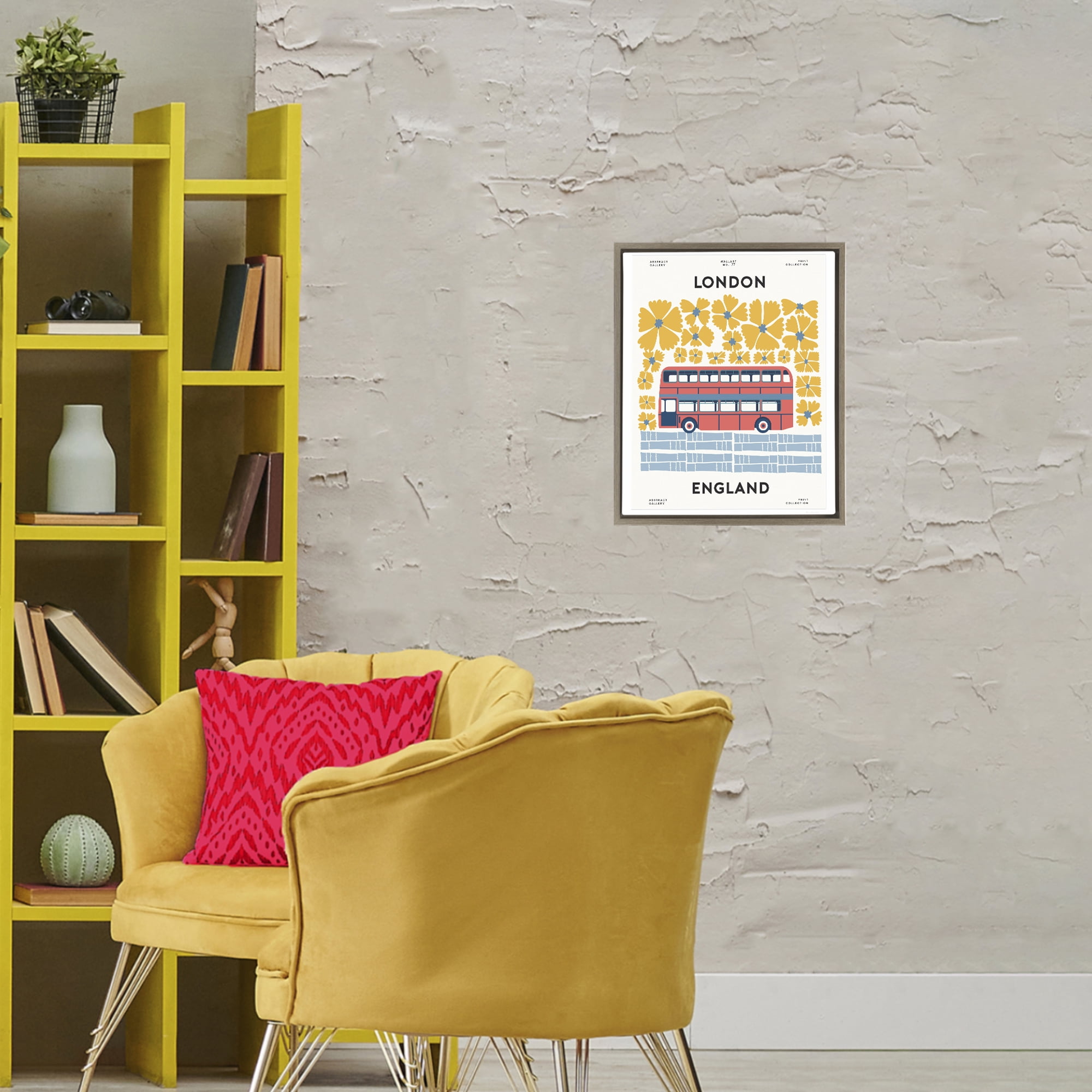 Stupell Industries Groovy London Bus Brown Framed Floater Canvas Wall Art, design by Omar Escalante