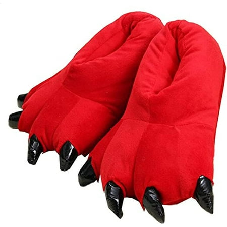 

PIKADINGNIS Unisex Plush Animal Paw Slippers Dinosaur Claw Slippers Fuzzy Warm House Shoes paw Slippers