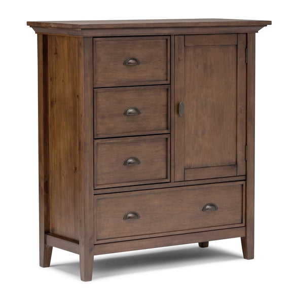 Simpli Home Redmond 39 inch Wide Solid Wood Transitional Medium Storage Cabinet in Rustic Natural Aged Brown