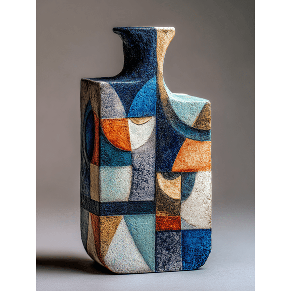 Abstract Geometric Ceramic Vase Canvas Print, Wall Decor for Living Room Office Shelf Entryway Bedroom Modern