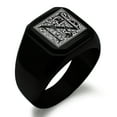thumbnail image 1 of Stainless Steel Letter N Initial Floral Box Monogram Engraved Engraved Square Flat Top Biker Style Polished Signet Ring, 1 of 1