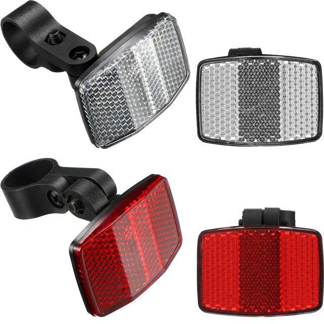 4 Piezas Reflectores Delanteros y Traseros de Bicicleta para Manillar y Tija de Sillín Kit de Reflectores de Bicicleta Reflectores de Advertencia de Seguridad de Bicicleta, 2 Rojos y 2 Blancos