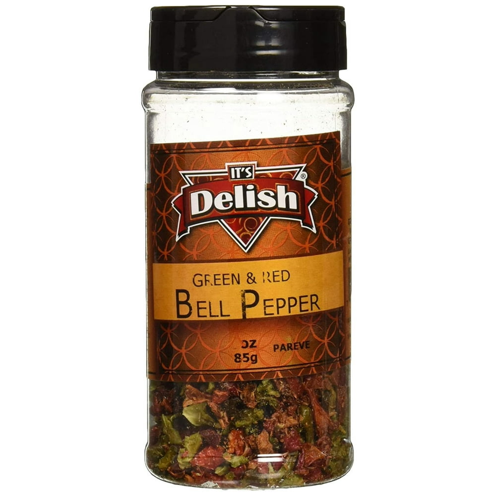Dried Red and Green Bell Peppers Mix by It's Delish, 3 Oz. Medium Jar