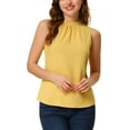 thumbnail image 4 of INSPIRE CHIC Women's Mock Neck Ruffle Sleeveless Casual Blouse Tops XL Yellow, 4 of 6