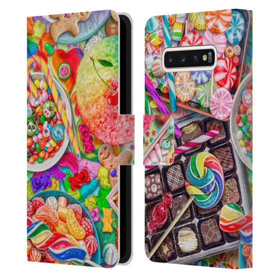 Head Case Designs Officially Licensed Aimee Stewart Colourful Sweets Candylicious Leather Book Wallet Case Cover Compatible with Samsung Galaxy S10