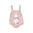 thumbnail image 2 of Musuos Baby Girls Easter Overalls Sleeveless Bunny Print Bow Rompers 3 6 9 12 18M Newborn Spring Outfit, 2 of 9
