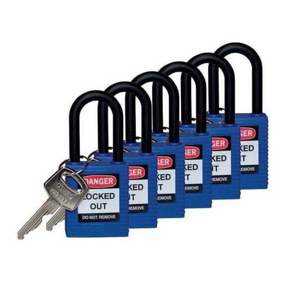 Brady Lockout Padlock,KA,Blue,1-3/4"H,PK6 123343