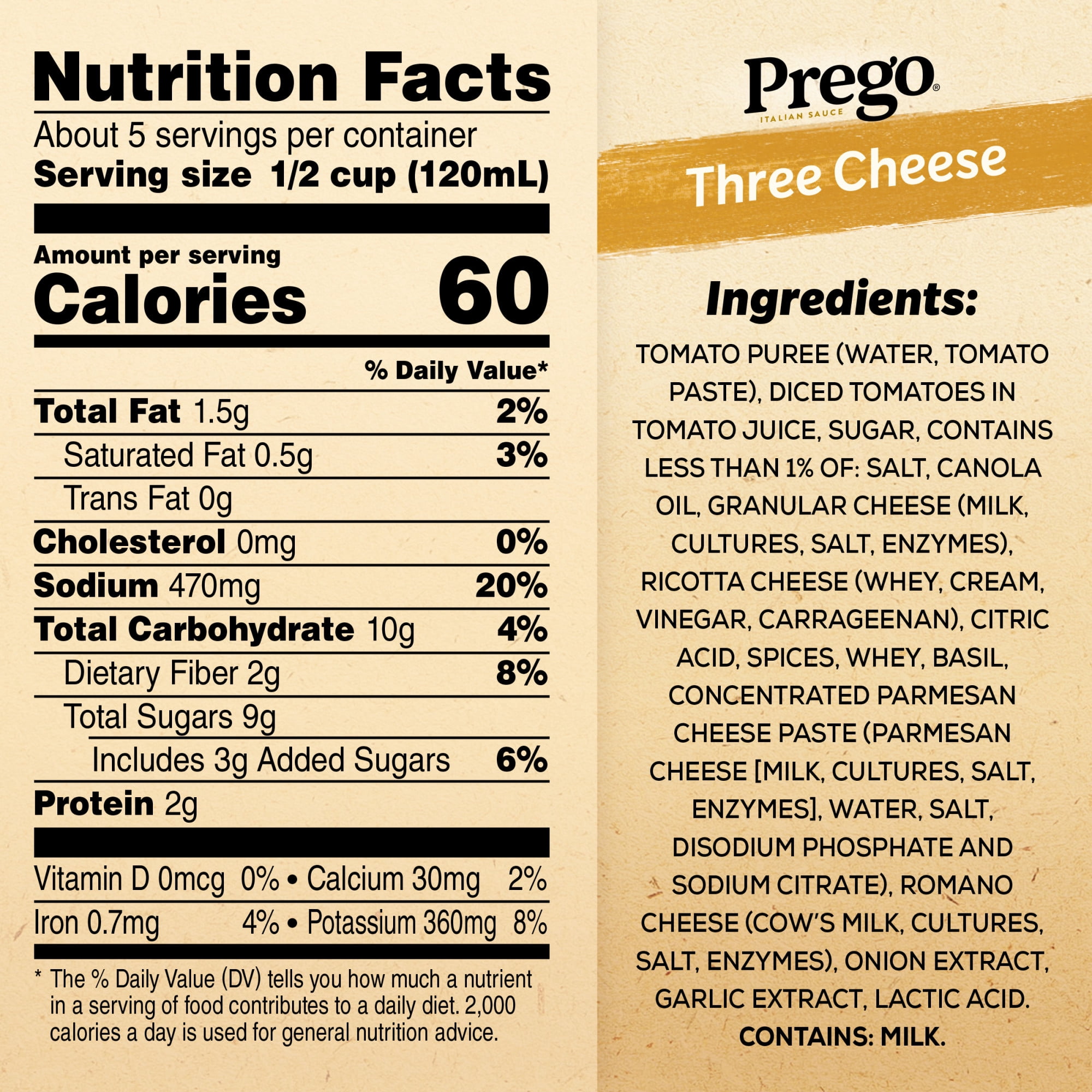 (6 pack) Prego Three Cheese Spaghetti Sauce, 24 oz Jar