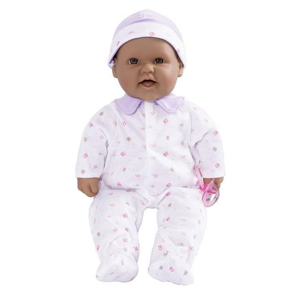 16 in. Soft Body Hispanic Baby Doll in Purple Outfit