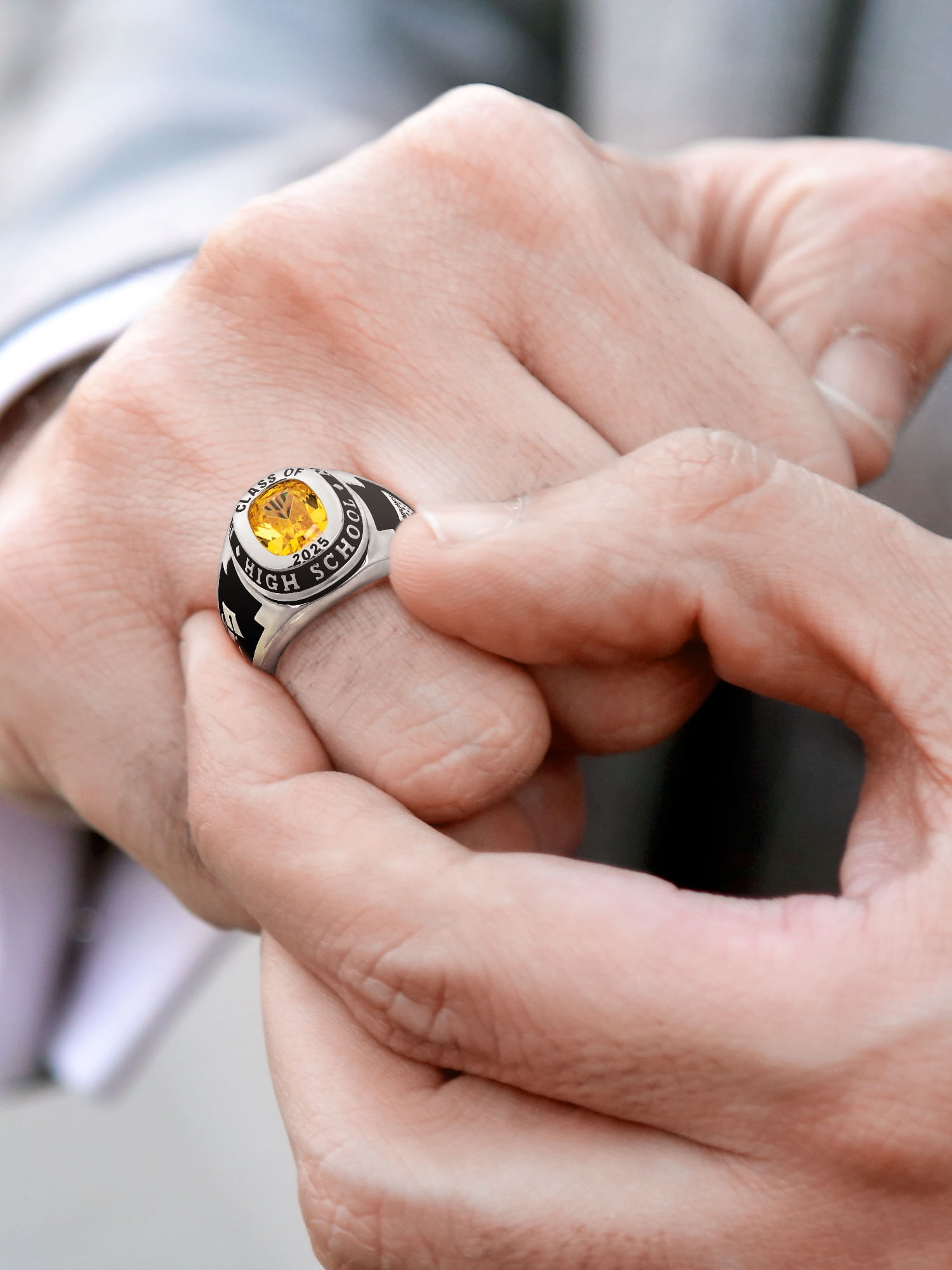 Order Now for 2025 Graduation, Freestyle Men's Cushion Birthstone Class Ring, Personalized, High School or College