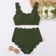thumbnail image 7 of UTSJKR Scalloped Trim Two Piece Swimsuits for Women High Waisted Bikini Sets Tummy Control Cheeky Bathing Suits Swimwear Army Green XL, 7 of 7