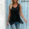 thumbnail image 2 of Glisme Shirts for Women Solid Color Sleeveless Crew Neck Tees Summer Comfortable Women Tops Size L Black, 2 of 5