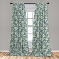thumbnail image 4 of Ambesonne Tropical Curtains, Abstract Striped Flowers, Pair of 28"x95", Dark Cadet Blue Teal Grey, 4 of 4