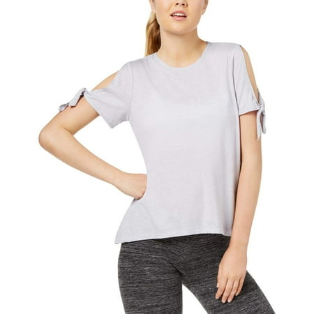 Calvin Klein Performance Women's Icy Wash Cold-Shoulder Vented-Back Soft T-Shirt, Alo, Large