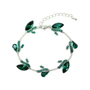 Faship Gorgeous Green Rhinestone Crystal Floral Bracelet