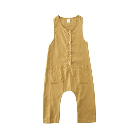 

Seyurigaoka Unisex Baby Summer Vintage Crew Neck Button Casual Sleeveless Romper