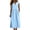 Blue, variant on Women's Split V Neck Sleeveless Maxi Linen Dress Chest Flap Pockets Empire Waist Side Slit Loose Fit Casual Summer Shift Dress