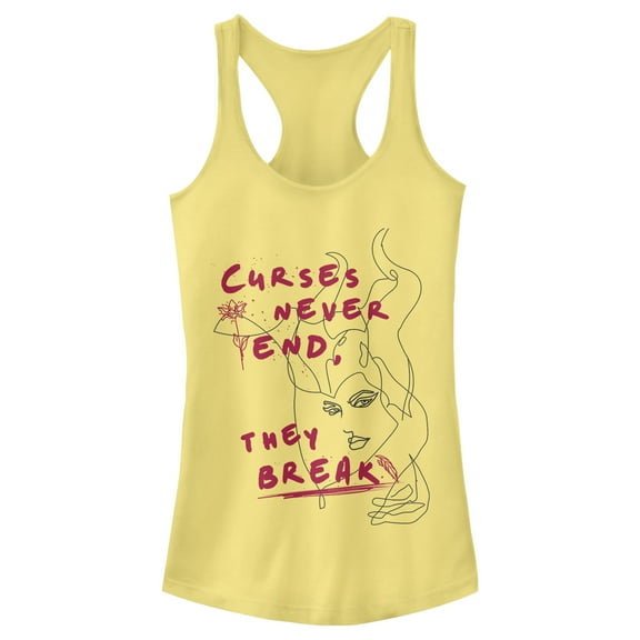 Junior's Maleficent: Mistress of All Evil Curses Don't End  Racerback Tank Top Banana 2X Large