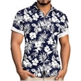 thumbnail image 2 of Men's Hawaiian Wrinkle Short Sleeve Button Down Tropical Floral Beach Vacation Shirt Black XL, 2 of 7