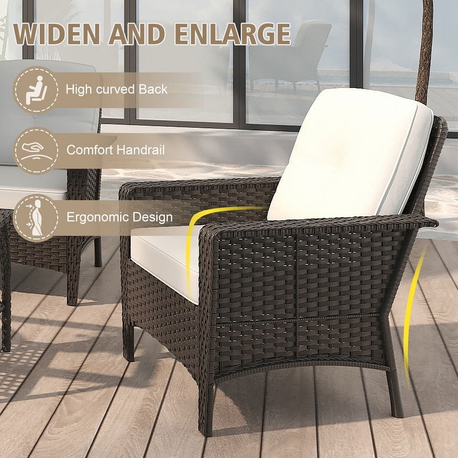 GAZEBETER 4 Piece Outdoor Patio Furniture Set,Wicker Patio Conversation Sets of 4,PE Rattan Wicker Table and Chairs Set with Cushions,Beige