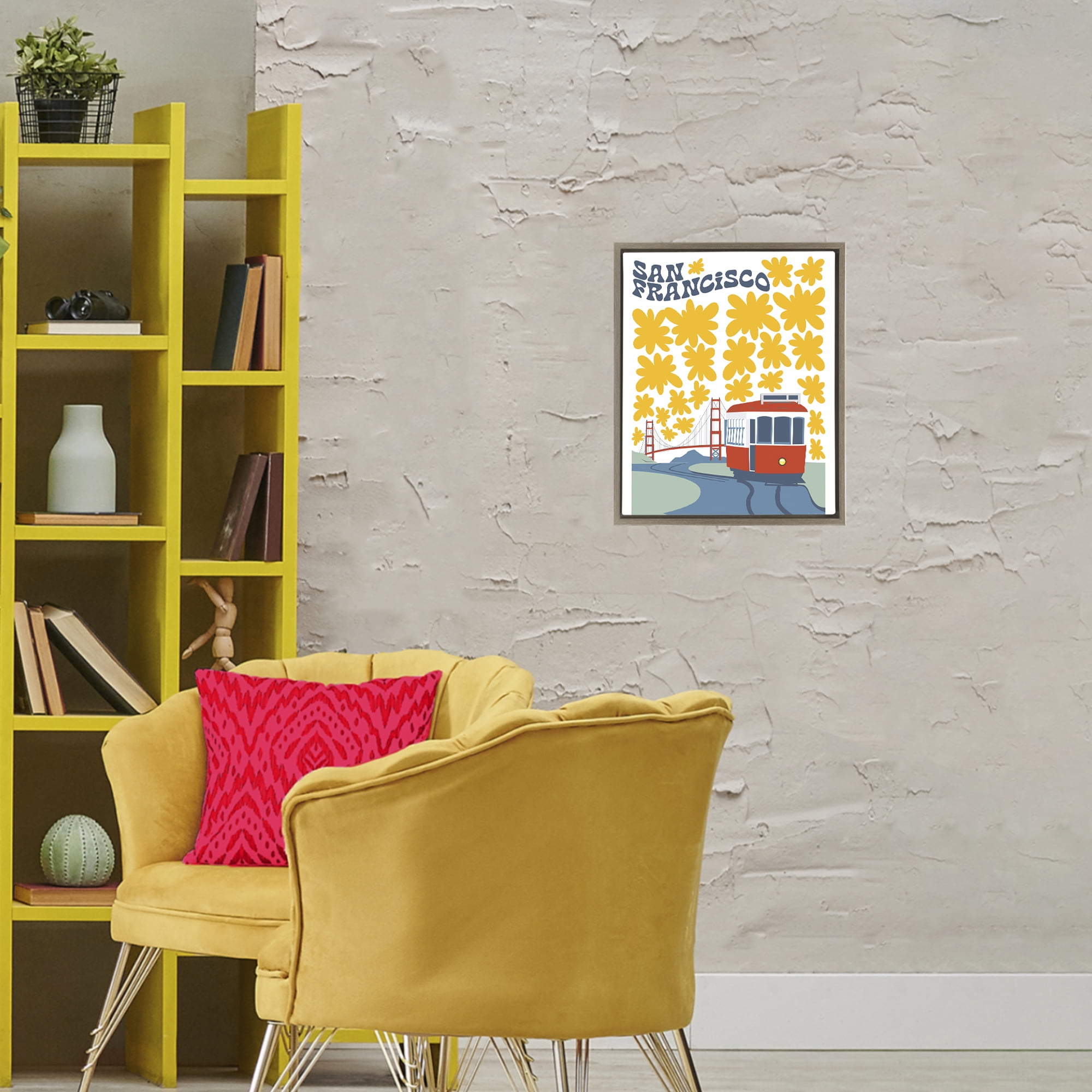 Stupell Industries San Francisco Trolley Brown Framed Floater Canvas Wall Art, design by Omar Escalante