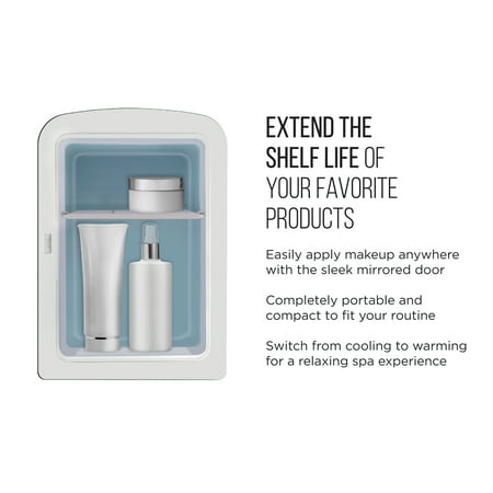 Chefman Portable Mirrored Beauty Mini Fridge, Skincare, Makeup, 4L Capacity, Black